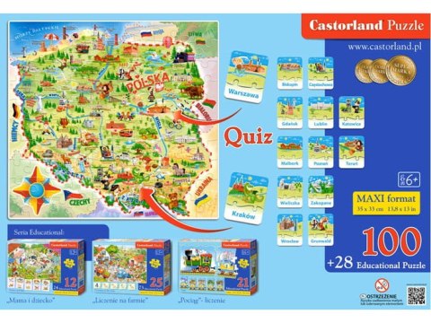 Mapa Polski - 100 elementów - puzzle i quiz