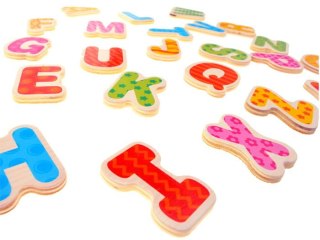 Abecadło - drewniana układanka edukacyjna, literki ALFABET
