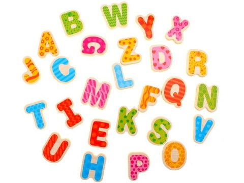 Abecadło - drewniana układanka edukacyjna, literki ALFABET