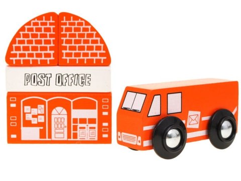 Drewniane klocki - miasteczko, straż pożarna, autka