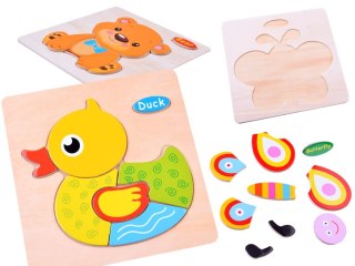 DREWNIANIA układanka, puzzle ZWIERZĄTKA