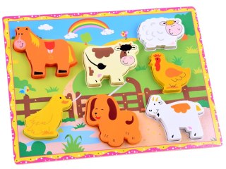 Puzzle drewniane Zwierzęta układanka wieś