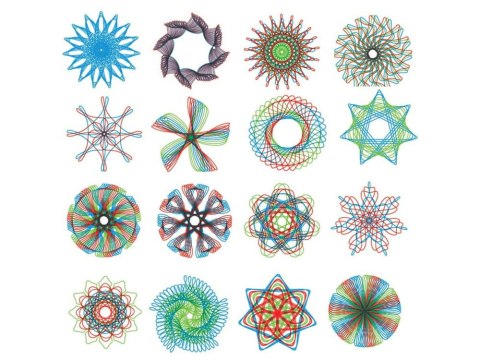 Spirograf - zestaw plastyczny do rysowania wzorów szablony