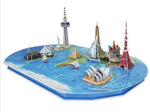 Ziemia mapa świata - puzzle 3D