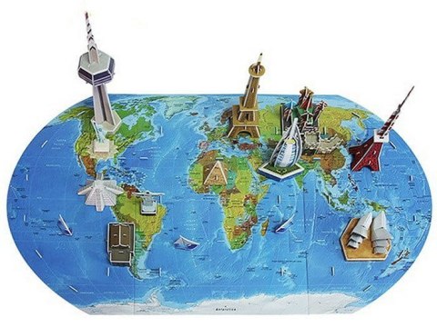 Ziemia mapa świata - puzzle 3D