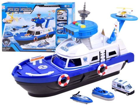 Zestaw Łódź Policja + helikopter i pojazdy