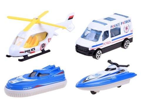 Zestaw Łódź Policja + helikopter i pojazdy