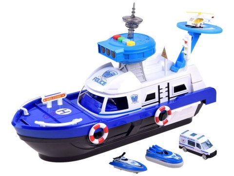 Zestaw Łódź Policja + helikopter i pojazdy