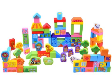 Kolorowe Klocki drewniane sorter farma