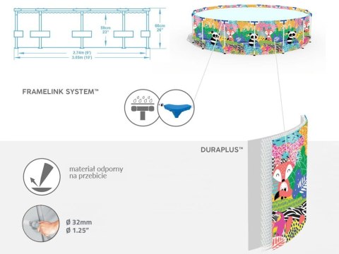 Kolorowy basen stelażowy 274x66cm Bestway 5612F