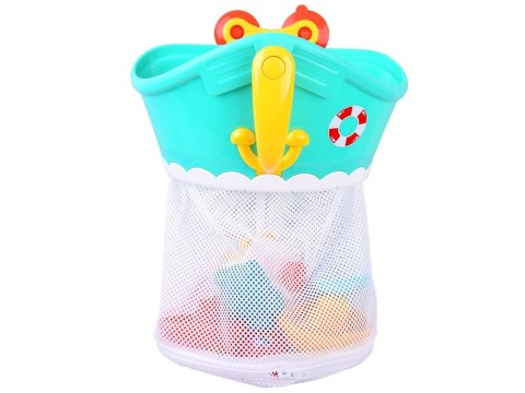 Statek, organizer, kolorowe gumowe zabawki do kąpieli