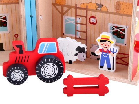 Drewniany składany domek - farma, zwierzęta, traktor