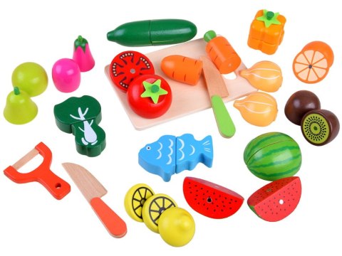 Drewniane WARZYWA OWOCE do krojenia na magnes SKRZYNKA