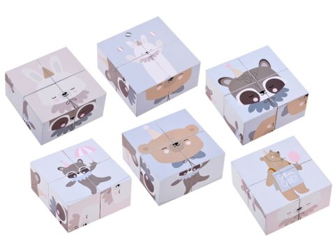 Drewniane klocki puzzle zwierzątka układanka