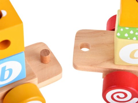 KOLEJKA drewniana na sznurku KLOCKI z literkami