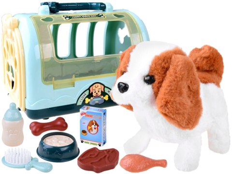 Interaktywny PIESEK PIES + karma + transporter