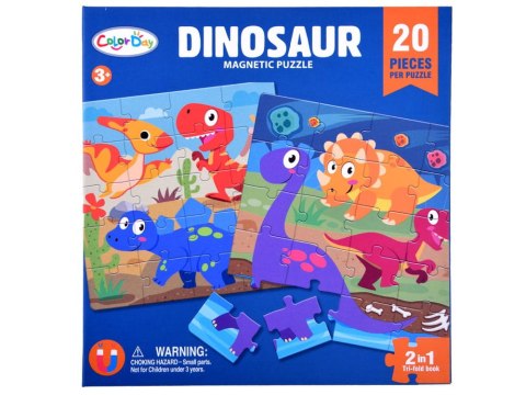 Książeczka PUZZLE magnetyczne DINOZAURY 40 elementów