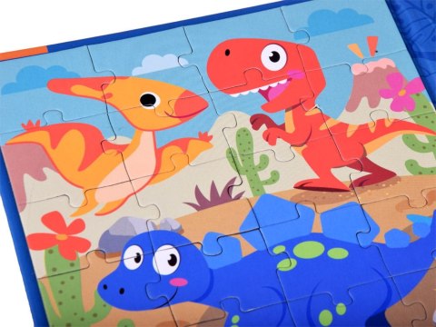 Książeczka PUZZLE magnetyczne DINOZAURY 40 elementów