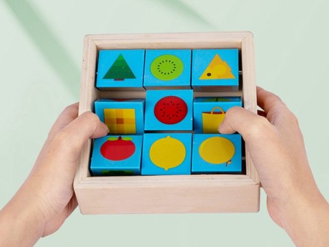 Edukacyjne KLOCKI drewniane OBRAZKI KOLORY