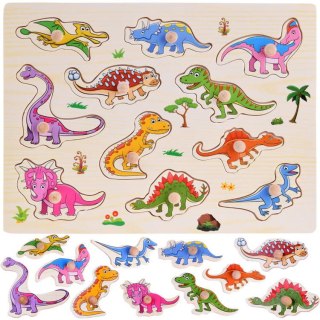 Puzzle drewniane DINOZAURY 11 elementów układanka