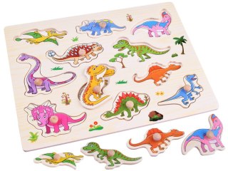 Puzzle drewniane DINOZAURY 11 elementów układanka