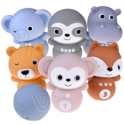 Gumowe ZWIERZAKI kręgle piłka ZOO zwierzątka