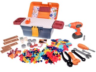 Skrzynka MAJSTERKOWICZ KONSTRUKTOR warsztat narzędzia wkrętarka śruby 298-elementów