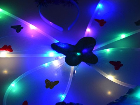 Świecący kostium strój przebranie WRÓŻKA MOTYL skrzydełka spódniczka