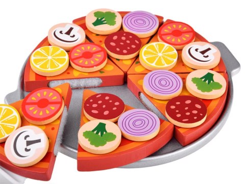 Drewniana PIZZA do krojenia 16,5 cm na rzep + dodatki