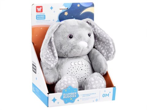 Maskotka projektor KRÓLICZEK gwiazdy kołysanki biały szum usypiacz