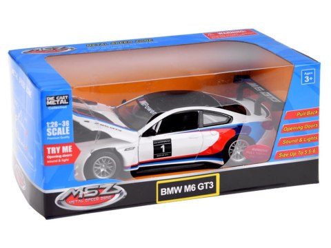 Auto metalowe model sportowe BMW M6 GT3 skala 1:32 światło dźwięk