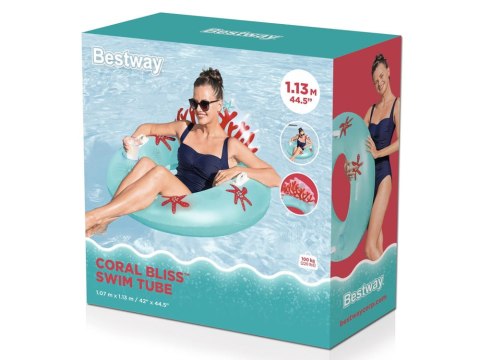 KÓŁKO niebieskie KOŁO dmuchane z oparciem rafa koralowa 107cm Bestway 43730