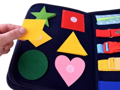 MONTESSORI Materiałowa MIĘKKA KSIĄŻECZKA tablica manipulacyjna sensoryczna