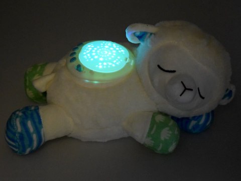 Projektor lampka maskotka OWIECZKA pluszak gwiazdki kołysanki szum