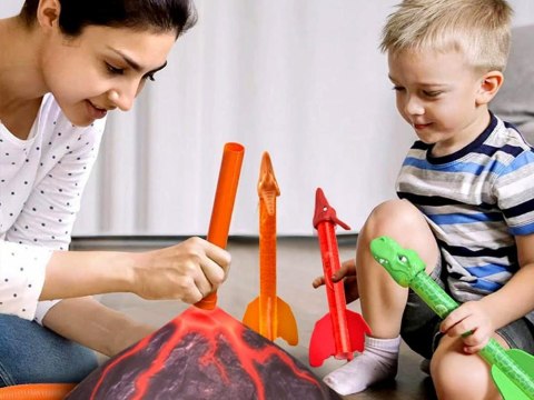 Zestaw Wulkan Wyrzutnia Dinozaurów rakieta armata katapulta