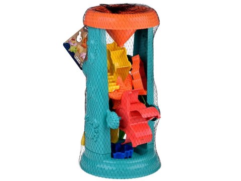 Duży Zestaw do Piasku wiaderko grabki kołowrotek foremki 9-elementów