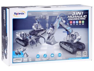 Zestaw 3w1 zbuduj Maszyny Budowlane Koparka Dźwig Ładowarka 168el