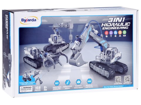 Zestaw 3w1 zbuduj Maszyny Budowlane Koparka Dźwig Ładowarka 168el