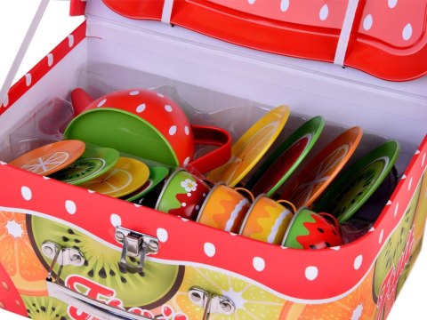 Zestaw herbaciany owocowe filiżanki talerzyki w kuferku 36 ele.