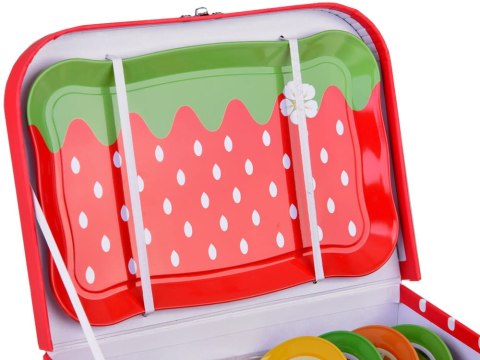 Zestaw herbaciany owocowe filiżanki talerzyki w kuferku 36 ele.