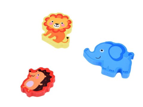 Drewniane puzzle układanka zwierzątka safari 7ele dopasuj kształty