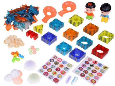 Klocki Magnetyczne 3D Zbuduj Duży świecący Tor Kulkowy 142 ele