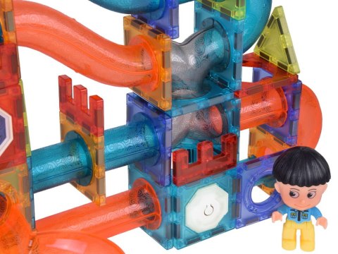Klocki Magnetyczne 3D Zbuduj Duży świecący Tor Kulkowy 142 ele