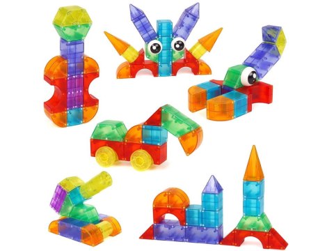 Klocki magnetyczne 3D Podświetlane klocki magnetyczne 64 elementy