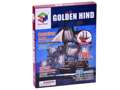 Puzzle 3D statek Golden Hind okręt 108 ele. puzzle przestrzenne