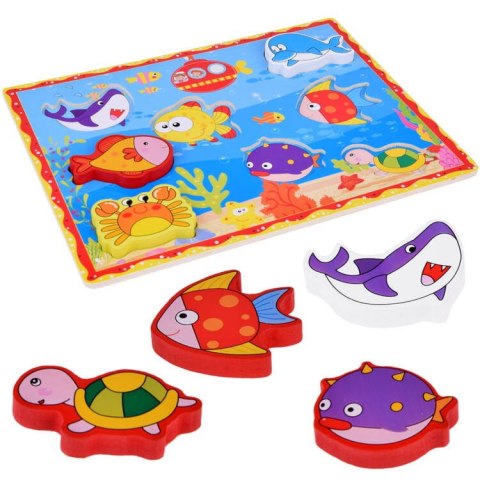 Puzzle drewniane układanka rybki podwodny świat 8 elementów