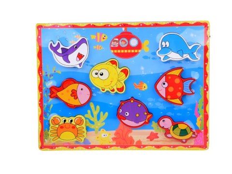 Puzzle drewniane układanka rybki podwodny świat 8 elementów