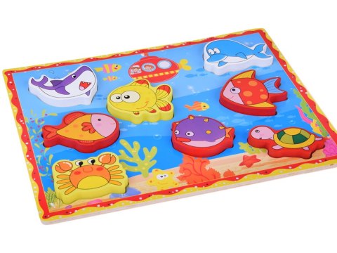 Puzzle drewniane układanka rybki podwodny świat 8 elementów