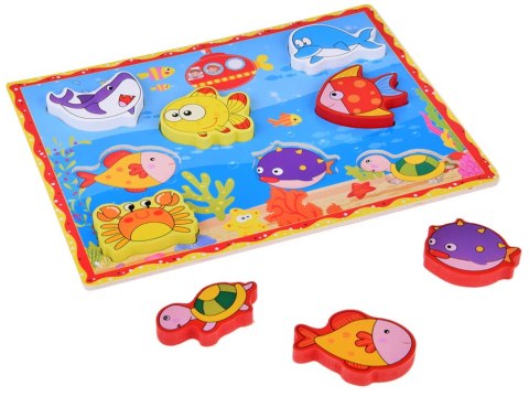 Puzzle drewniane układanka rybki podwodny świat 8 elementów