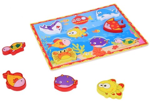 Puzzle drewniane układanka rybki podwodny świat 8 elementów